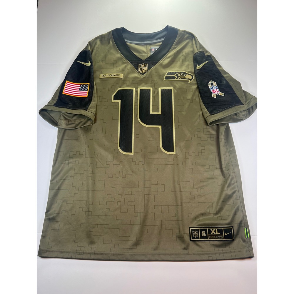 Nike Seattle Seahawks Jersey Mens XL Green DK Metcalf 14 Salute to Service Camo